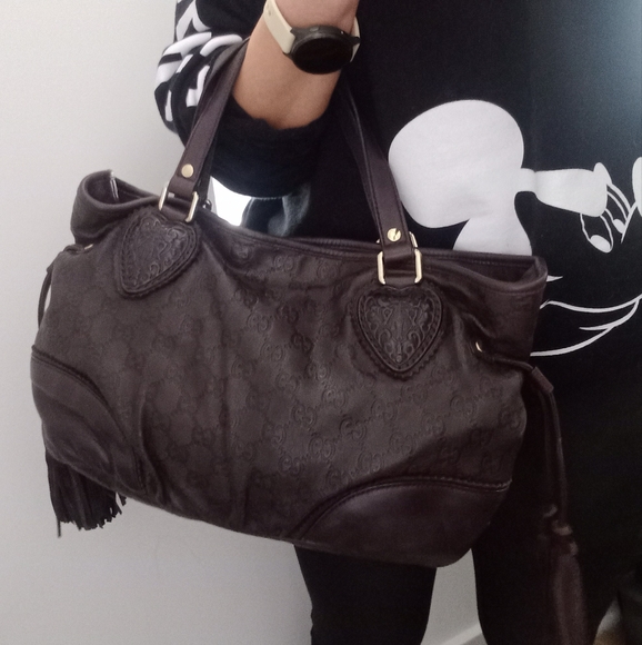 Authentic Gucci GG Monogram Supreme Guccissima Leather Tassels Tribeca Tote Bag - Picture 2 of 12